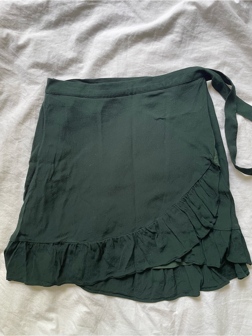 Sunday Best Dark Green Ruffle Wrap Skirt